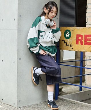 WEGO 【ユニセックス着用ITEM】カレッジロゴラガースウェット グリーン