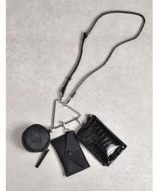 LA BAGAGERIE 【MONICA】トライアングルマルチショルダーバッグ ブラック