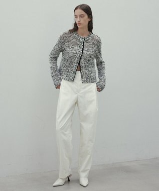 BEIGE， 【洗える】CROCUS / カービーシルエットタックパンツ Ecru