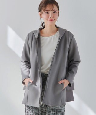 Tiaclasse 【洗える】異素材ドッキングフーディー グレー