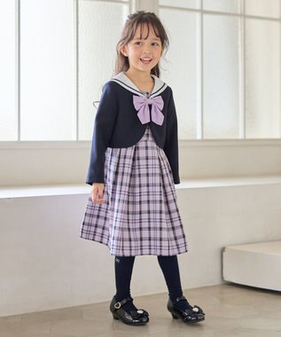 ANY KIDS 【2点セット】セーラージャケット+チェックワンピース ネイビー
