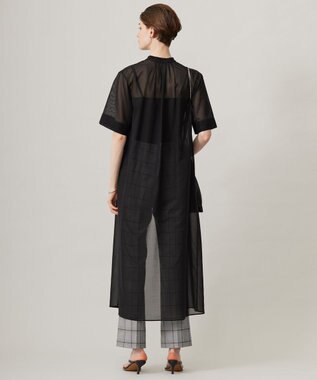 ICB 【洗える】ハイツイストコットンボイル ワンピース ブラック系