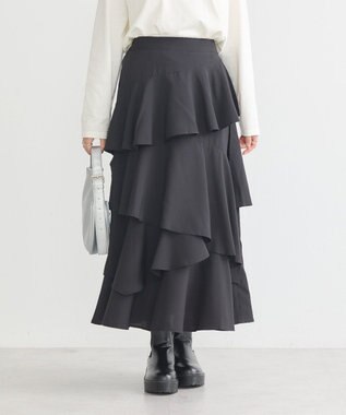 earth music&ecology ランダムティアードスカート Black