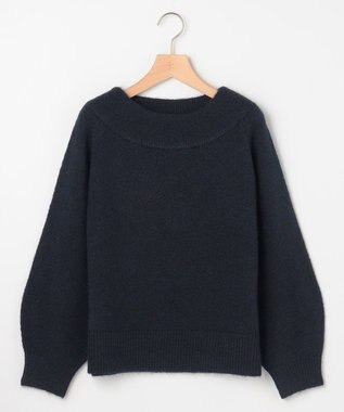 組曲 L へアリーヤーンボートネック ニット ネイビー系