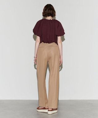 NAVE 【Nave 　洗える・接触冷感】クロップドジャージーブラウス ワイン系