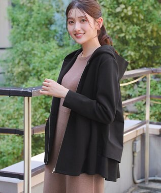 Tiaclasse 【洗える】異素材ドッキングフーディー ブラック