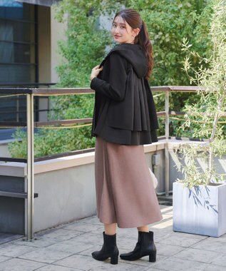 Tiaclasse 【洗える】異素材ドッキングフーディー ブラック