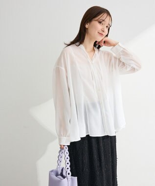 Green Parks フレアラインスキッパーブラウス Off White