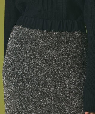 GRACE CONTINENTAL フェザーヤーンシャイニースカート シルバー