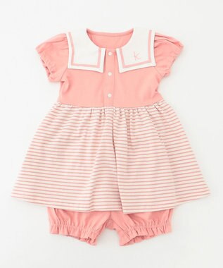 組曲 KIDS 【80-90cm】セーラーボーダー ワンピース ピンク系1