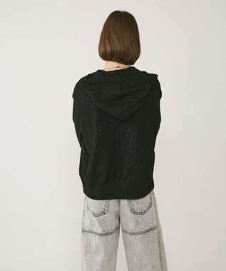 GRACE CONTINENTAL スパンコールニットパーカー ブラック