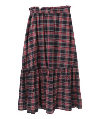 earth music&ecology クリンクルスカート Check Red