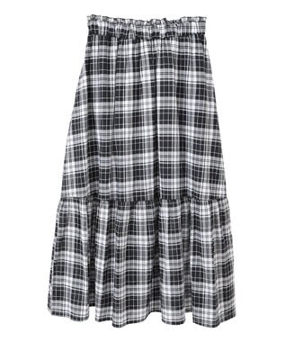 earth music&ecology クリンクルスカート Check Black