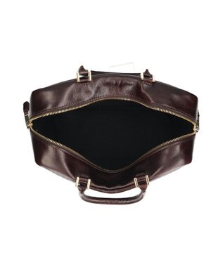 INTER-CHAUSSURES 【CHRISTIAN VILLA】ボックスシルエットレザーハンドバッグ ダークブラウン