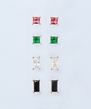 Phoebe シャインフレームスクエアピアス　レッド レッド