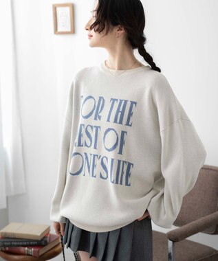 WEGO ロゴジャガードニットプルオーバー ホワイトアイボリー