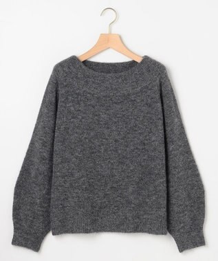組曲 L へアリーヤーンボートネック ニット チャコールグレー系