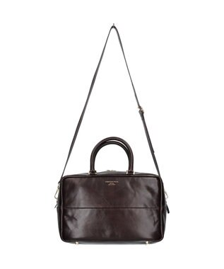 INTER-CHAUSSURES 【CHRISTIAN VILLA】ボックスシルエットレザーハンドバッグ ダークブラウン