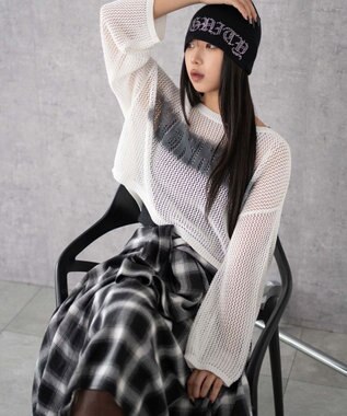 WEGO スプレーロゴジャガードメッシュニット