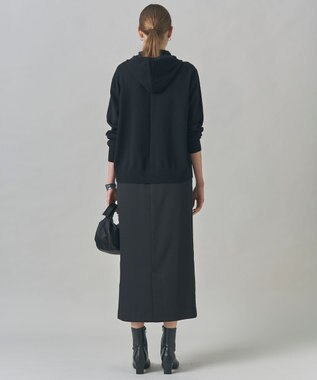 ICB 【CLASSY.掲載・裏起毛】 ウォームサテン Iラインスカート ブラック系