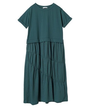 Green Parks カットソー異素材ドッキングワンピース Khaki