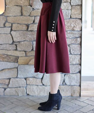 Tiaclasse ポケットフレアスカート ボルドー