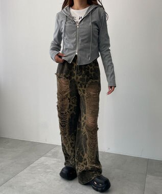 WEGO カーブヘムダブルZIPパーカー 杢グレー