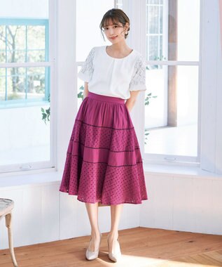 Tiaclasse 【新色追加・洗える】体型カバーも叶うレーススリーブブラウス オフホワイト