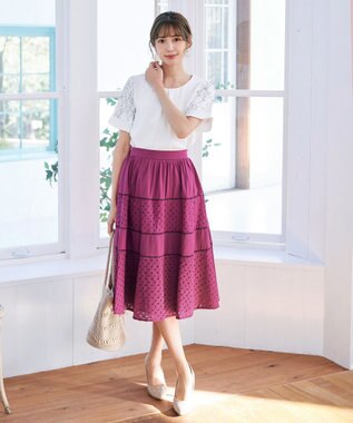 Tiaclasse 【新色追加・洗える】体型カバーも叶うレーススリーブブラウス オフホワイト