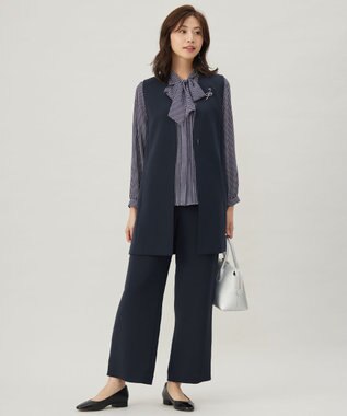 J.PRESS LADIES 【セットアップ対応・洗える】セラテリーダブルクロス ジレ ネイビー系