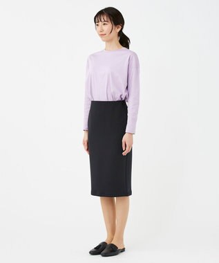 KASHIYAMA 【抗菌繊維】スタイリッシュジャージー ロングスカート ブラック