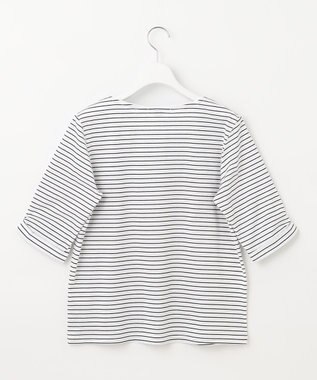 J.PRESS LADIES 【接触冷感・UVケア】 スムースジャージー タックスリーブ ボーダー カットソー ネイビー系1