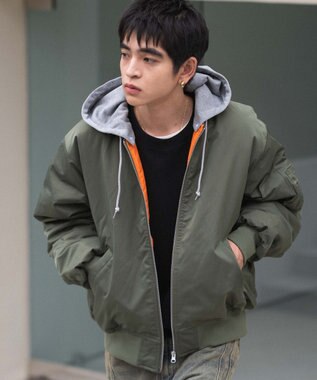 WEGO 【ユニセックス着用ITEM】2WAYフードパファーMA－1 カーキ