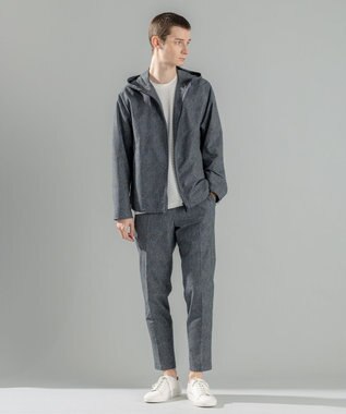 JOSEPH HOMME 新型・新柄【洗える/ストレッチ/シワになりにくい/セットアップ対応可】クールドッツストレッチ ドロスト付テーパードパンツ / PEGG CONVERTIBLE ライトグレー系