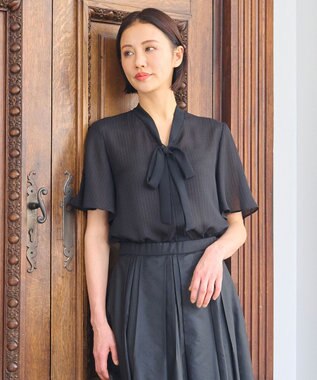 自由区 【洗える・XSサイズあり】シアードビー ブラウス ネイビー系