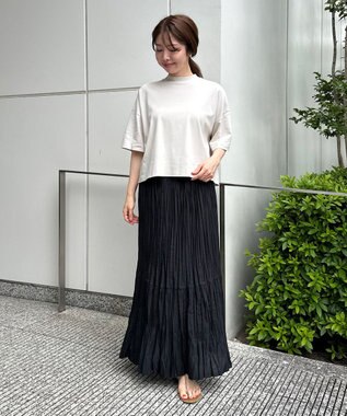 UNFILO ワッシャープリーツスカート ブラック