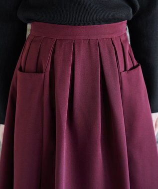 Tiaclasse ポケットフレアスカート ボルドー