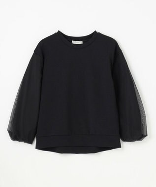 ANY L 【洗濯機可】チュールコンビダンボールプルオーバー ブラック