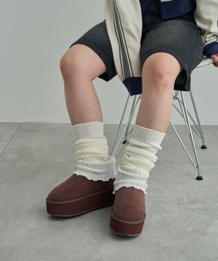 WEGO 【暖かい】厚底ショートFムートンブーツ ブラウン