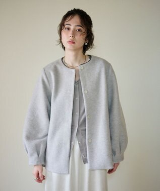 #Newans 【洗濯機可能】バックフレアショートコート ライトグレー