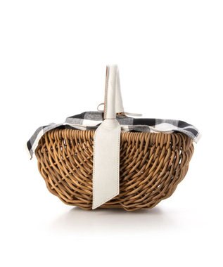 UNBILLION perche アラログ×姫路レザーフラップ付きカゴバッグ アイボリーチェック