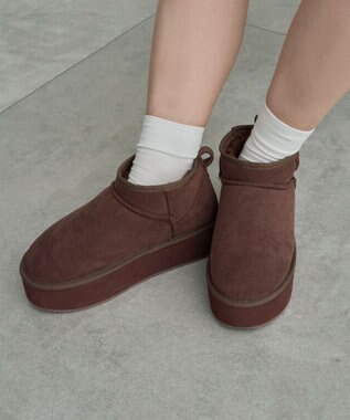 WEGO 【暖かい】厚底ショートFムートンブーツ ブラウン