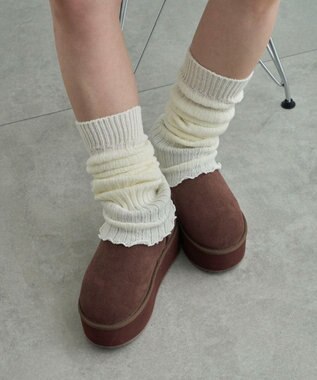 WEGO 【暖かい】厚底ショートFムートンブーツ ブラウン