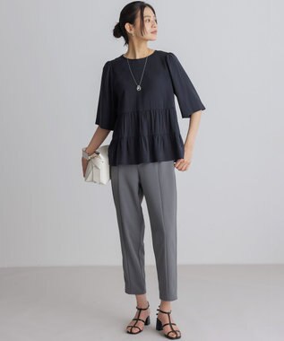 組曲 【WEB限定】ジョーゼットジャージーテーパード パンツ グレー系