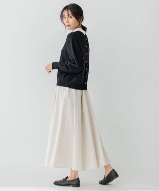 23区 【WEB限定】コットンポリエステル 襟デザイン ニット ブラック系