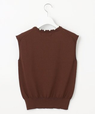 Feroux 【接触冷感】パール付きノースリーブ ニット ダークブラウン系