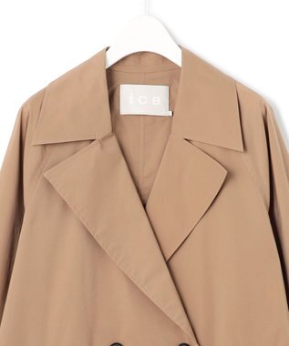 ICB 【撥水加工】 メモリーストレッチタフタ トレンチコート アンバーベージュ系