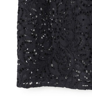 ICB L 【洗える】 ナイロンコードレース ブラウス ブラック系