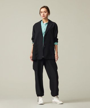 J.PRESS YORK STREET 【WOMEN】ジャージライクツイル シングルジャケット ブラック系