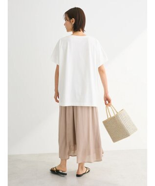 Green Parks インド綿 フレンチスリーブ前後差カットプルオーバー Off White
